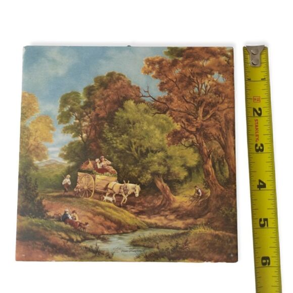 JC Van Hunnik Ceramic Art Tile Colonial Horse Farm Vtg 70s West Germany Country. - Picture 6 of 16